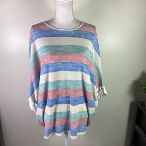 Chicsoul women Sz 2X Striped dolman pullover Oversized sweater multicolor